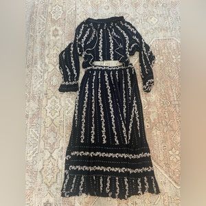 Free People High Waisted Skirt and Long Sleeve Crop Top Matching Set